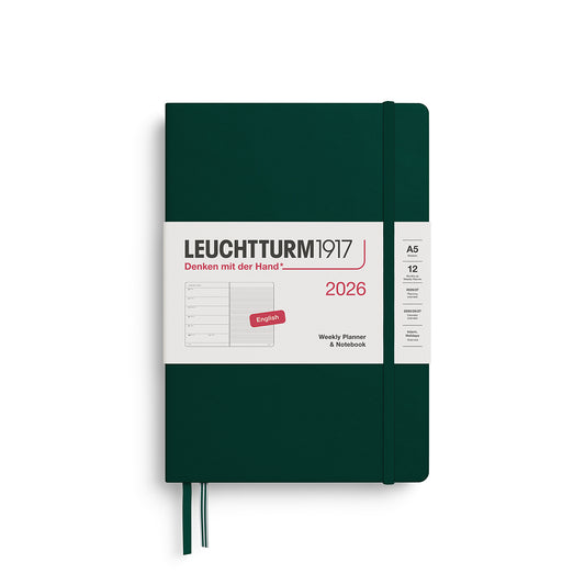 2026 Leuchtturm Hardcover Weekly Planner and Notebook: A5