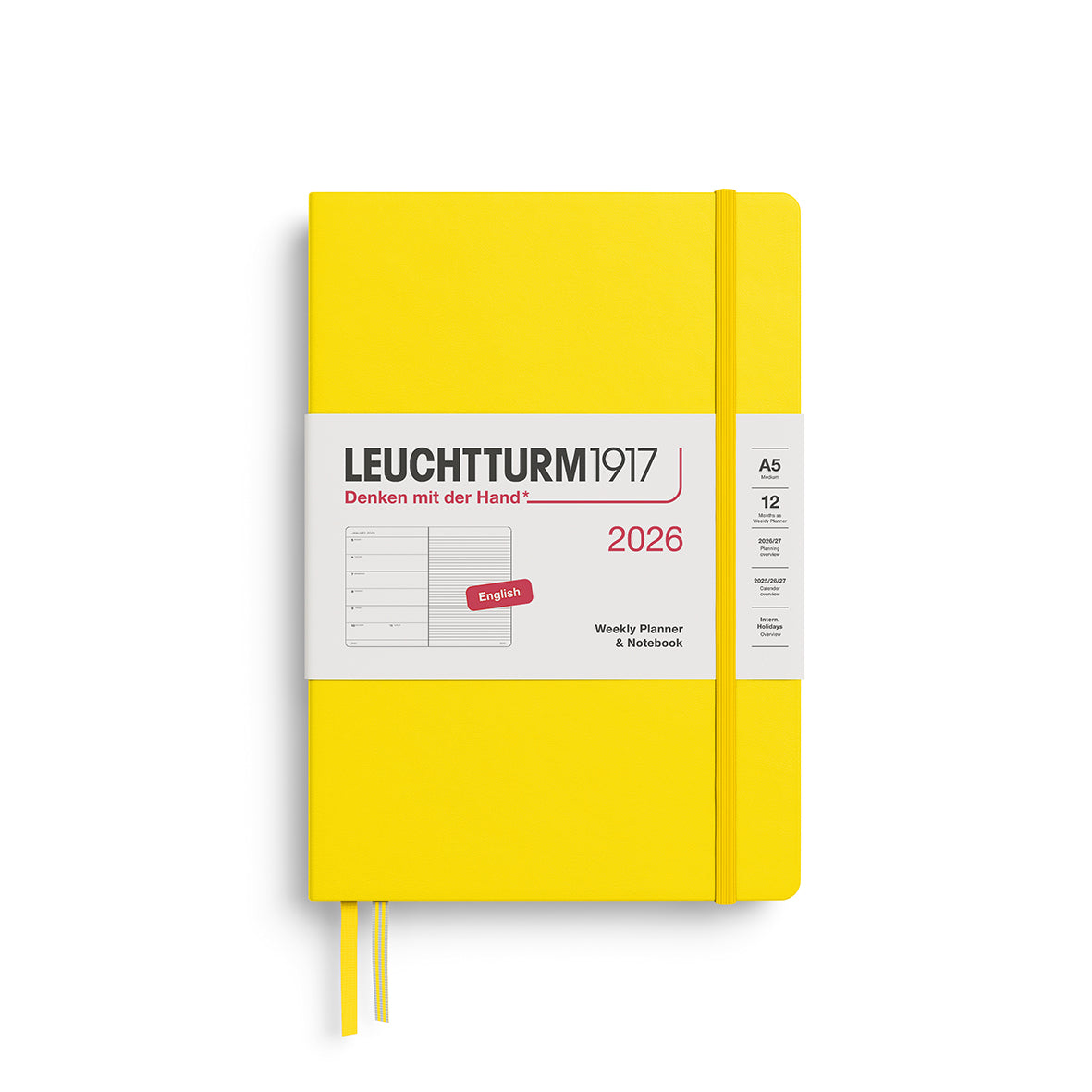 2026 Leuchtturm Hardcover Weekly Planner and Notebook: A5