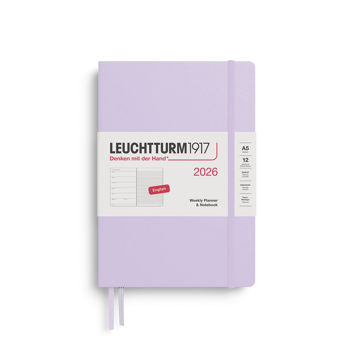 2026 Leuchtturm Hardcover Weekly Planner and Notebook: A5