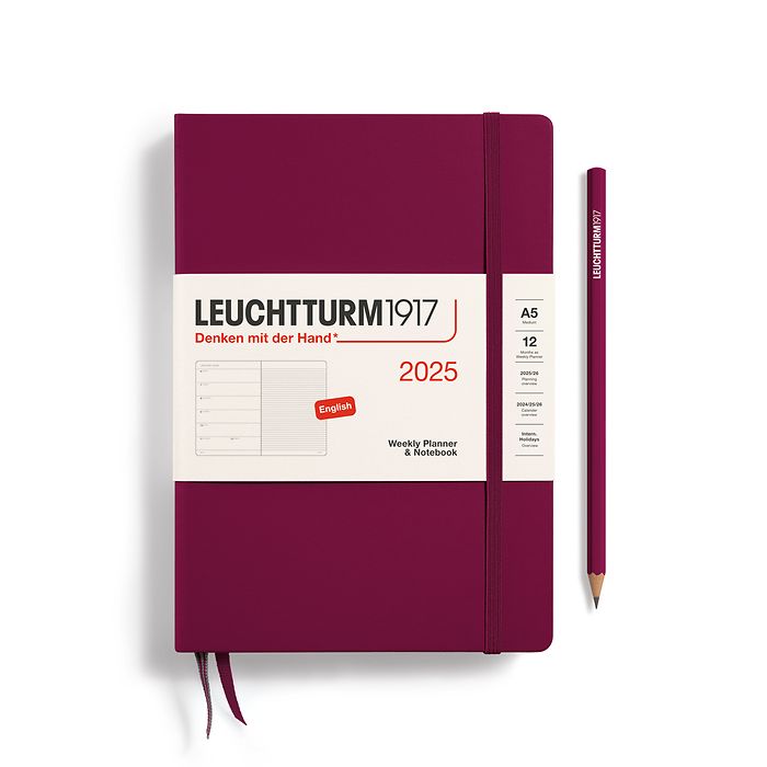 2025 Leuchtturm Hardcover Weekly Planner and Notebook: A5