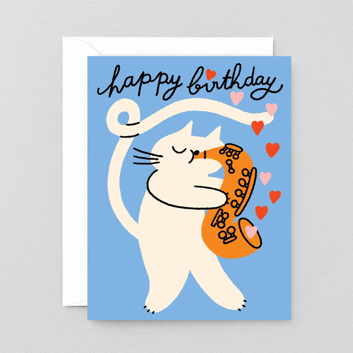 Birthday Cat & Saxophone Card