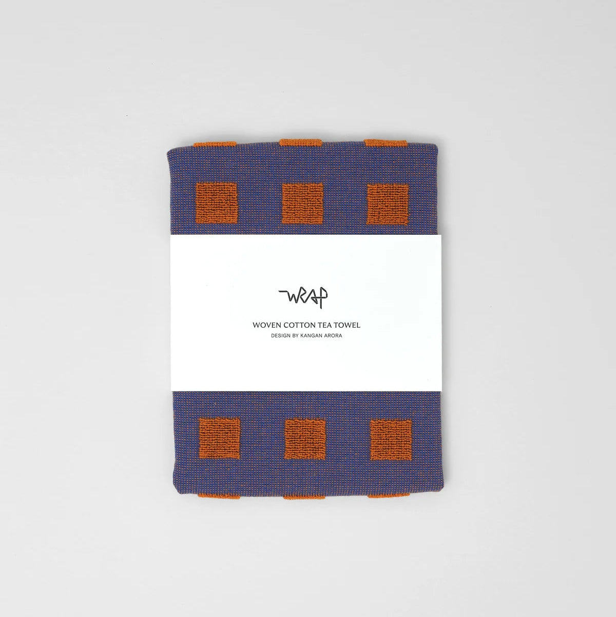 Squares Rust Orange/Blue Tea Towel
