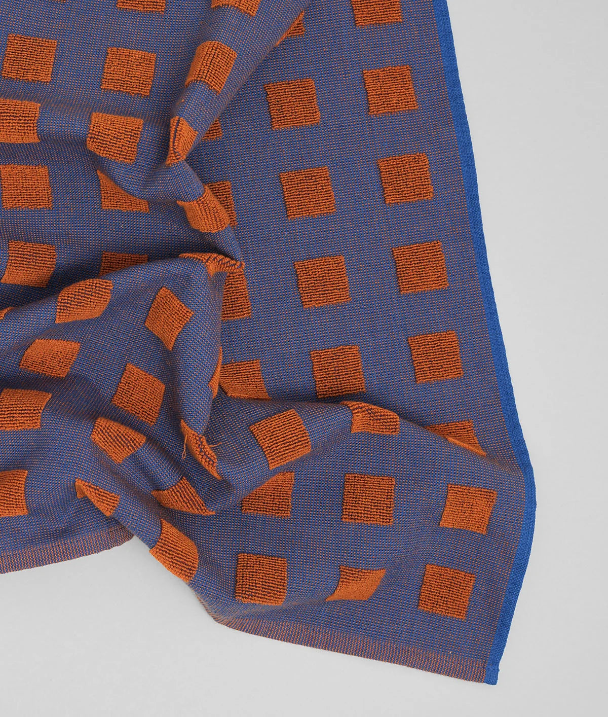 Squares Rust Orange/Blue Tea Towel