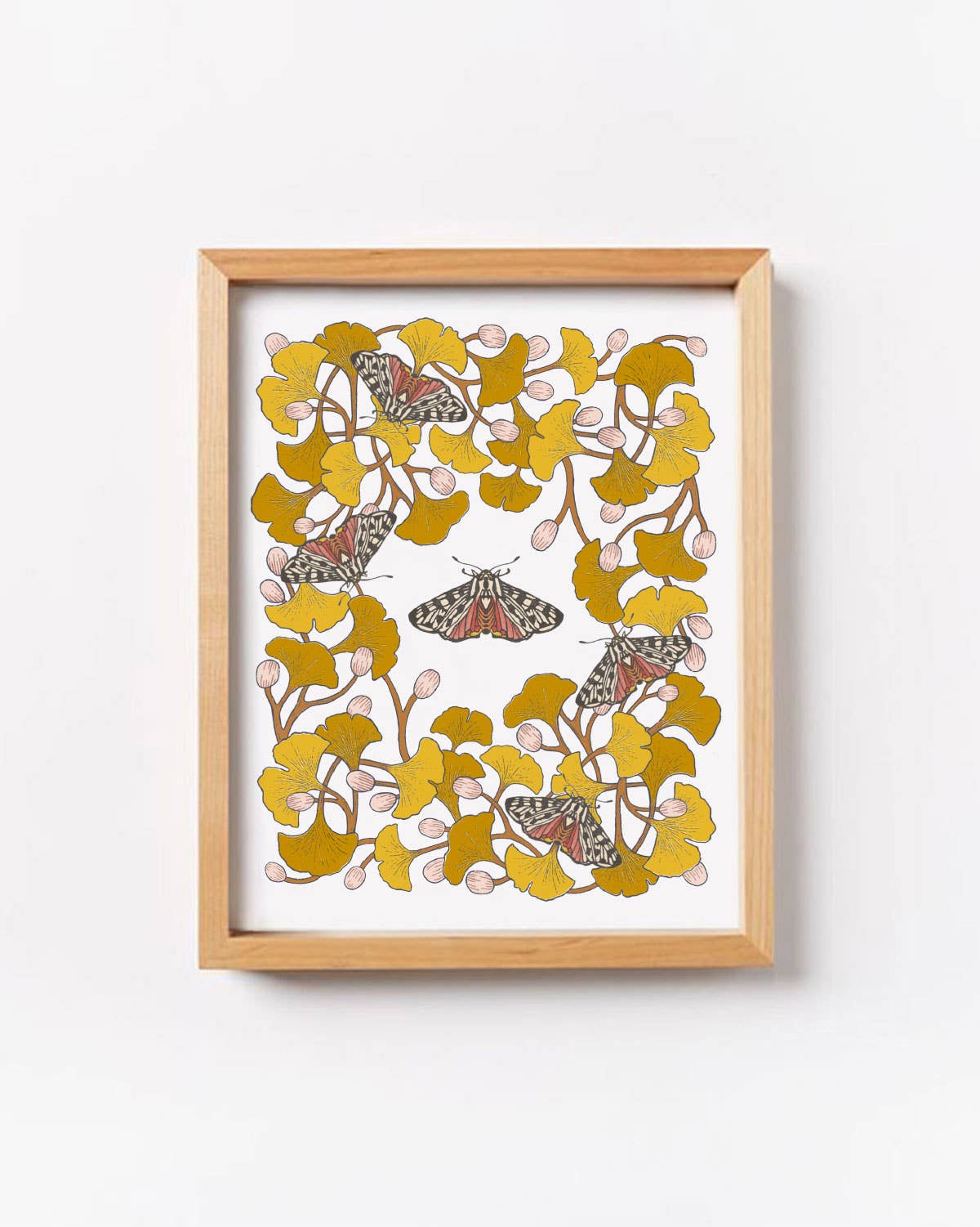 Ginkgo and Tiger Moth print