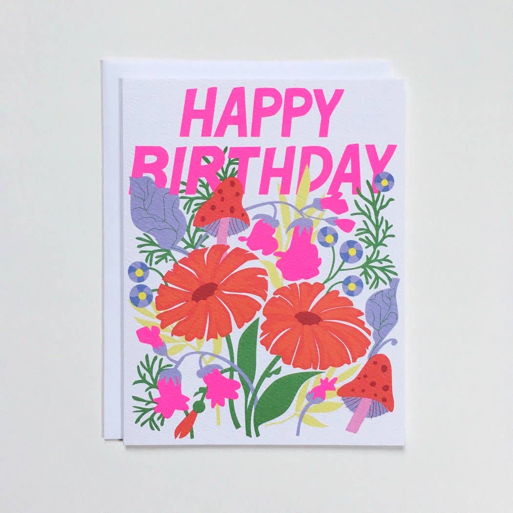 Birthday Floral Mushrooms card