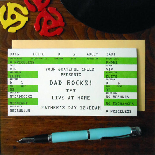 Dad Rocks Ticket card - Father's Day card