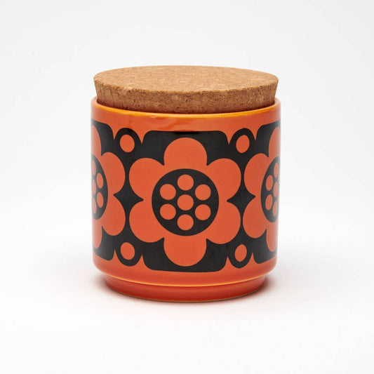 Geo Flower Orange Storage Jar