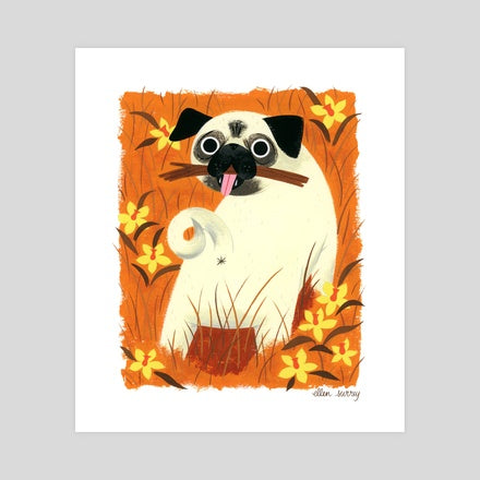 Pug With Stick print