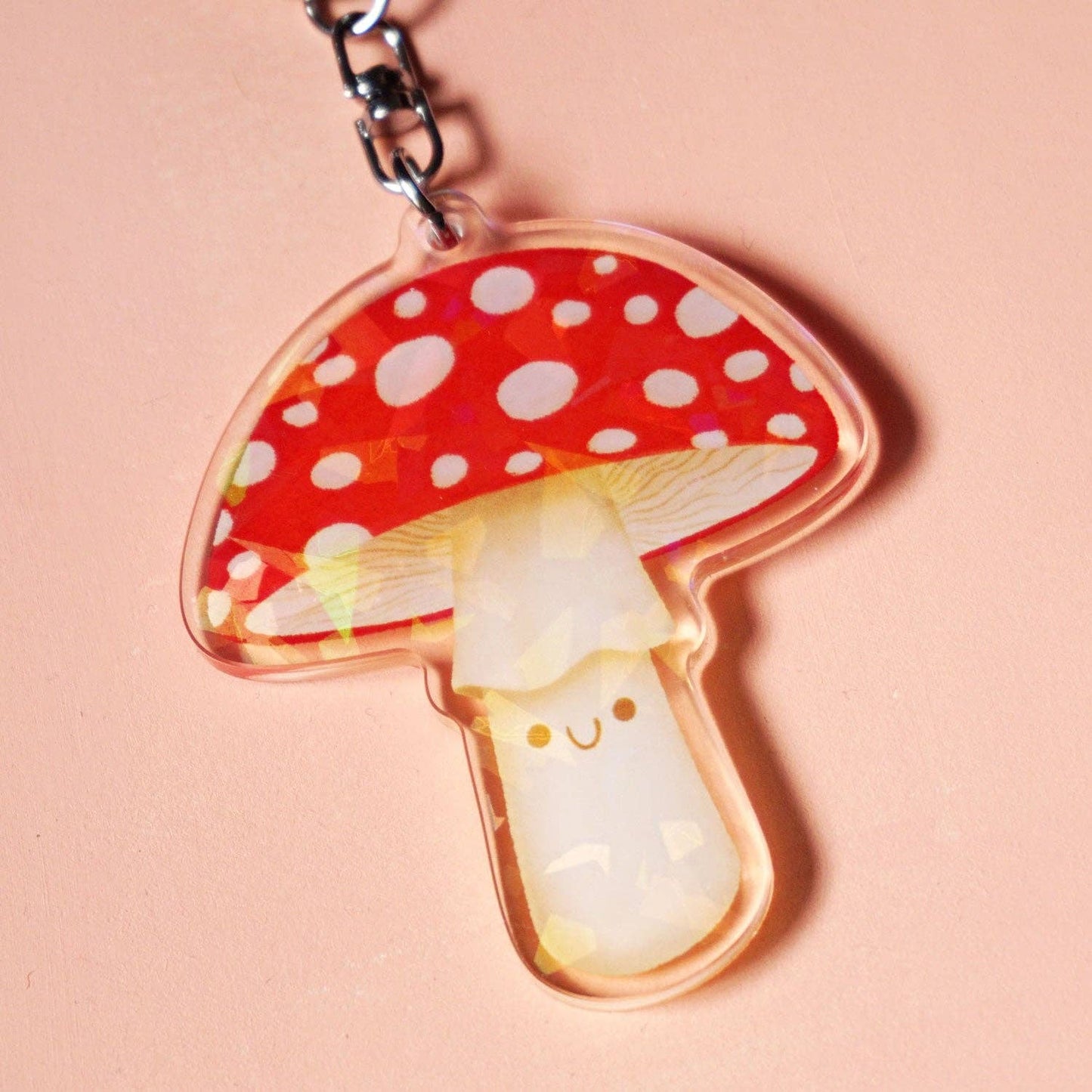 Red Mushroom Charm Keychain