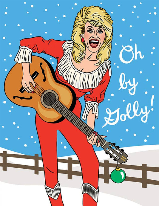 Holly Dolly Guitar Christmas card