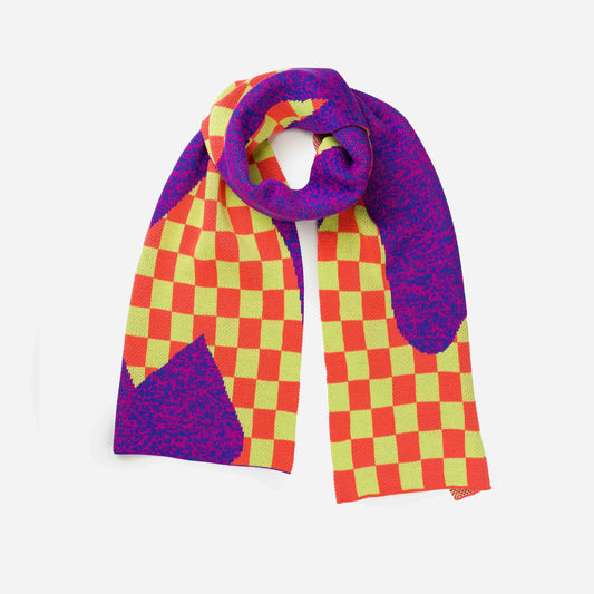 Checkerboard Spill Knit Scarf
