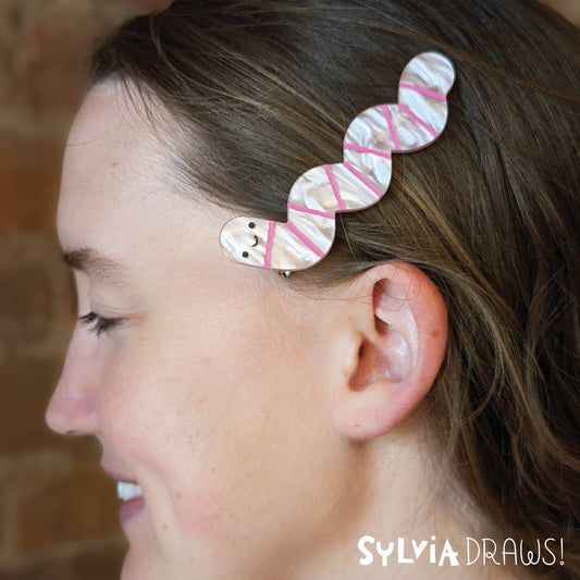 Pink Worm Hair Clip