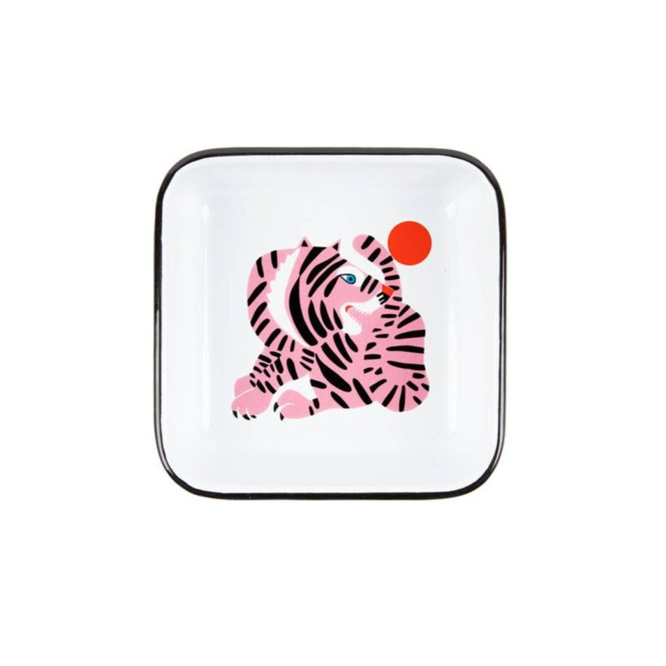 Pink Tiger Enamelware Small Square Tray