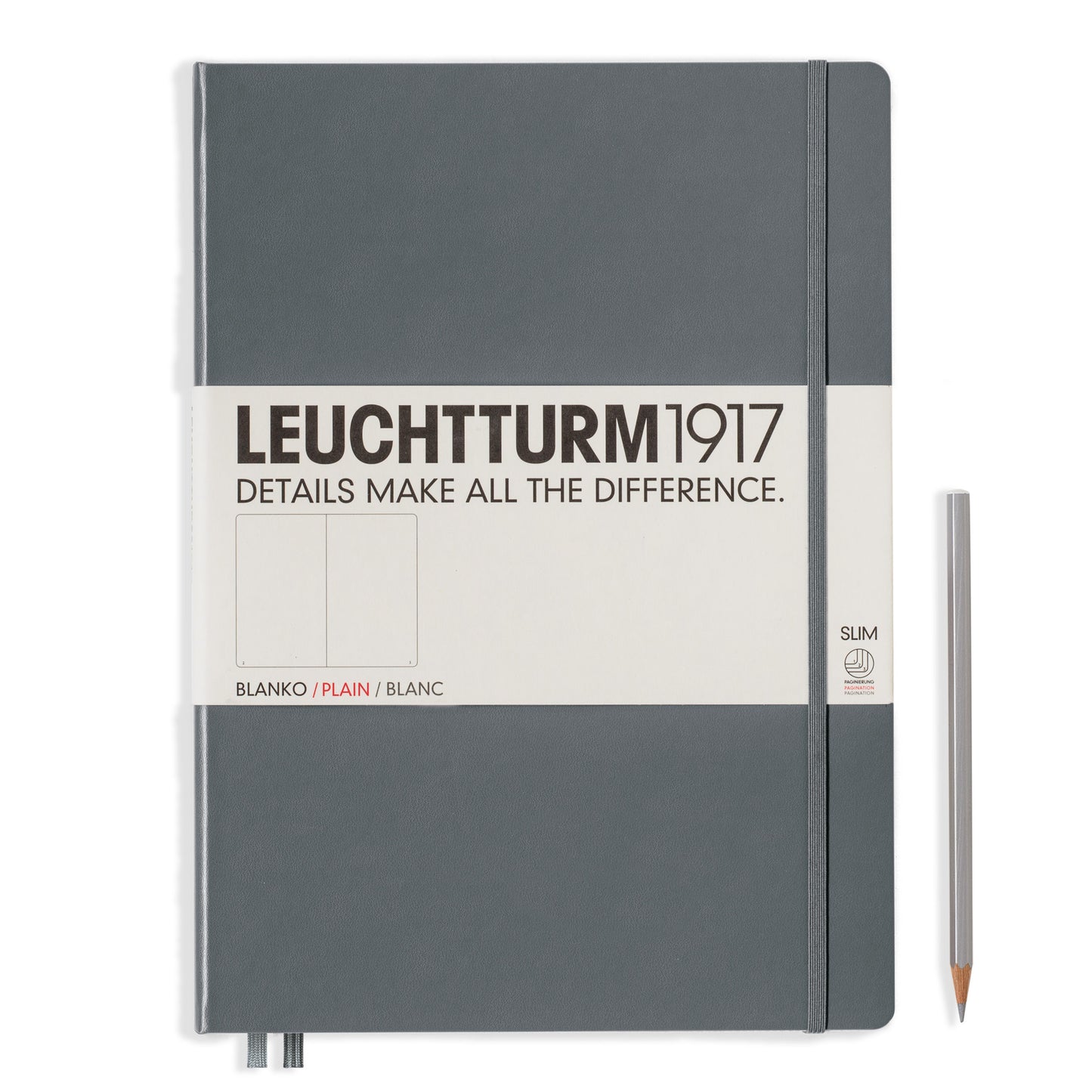 Leuchtturm A4+ Master Slim Hardcover Notebook: Plain Pages