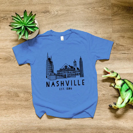 Blue Downtown Nashville Youth Shirt