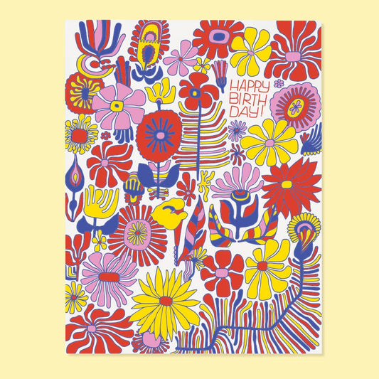 Trippy Floral Birthday card