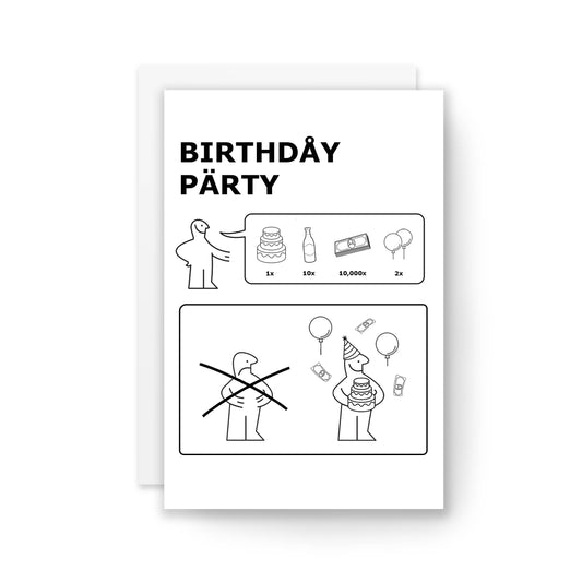 Party Instructions Birthday Card