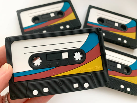 Black Retro Cassette Tape Teether