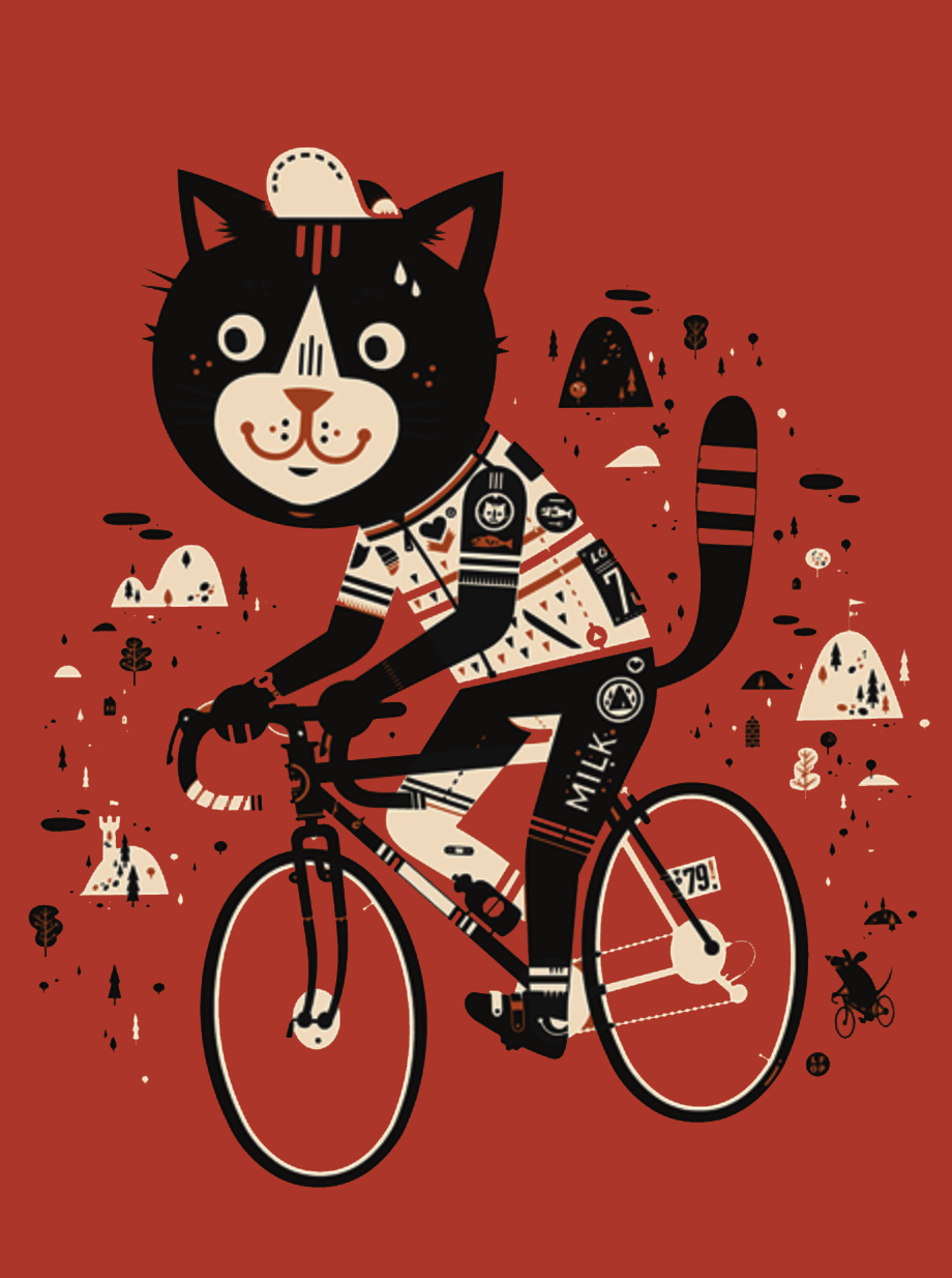 Cycle Cat Red 18x24"