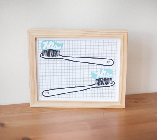 His and His Toothbrush 8x10"