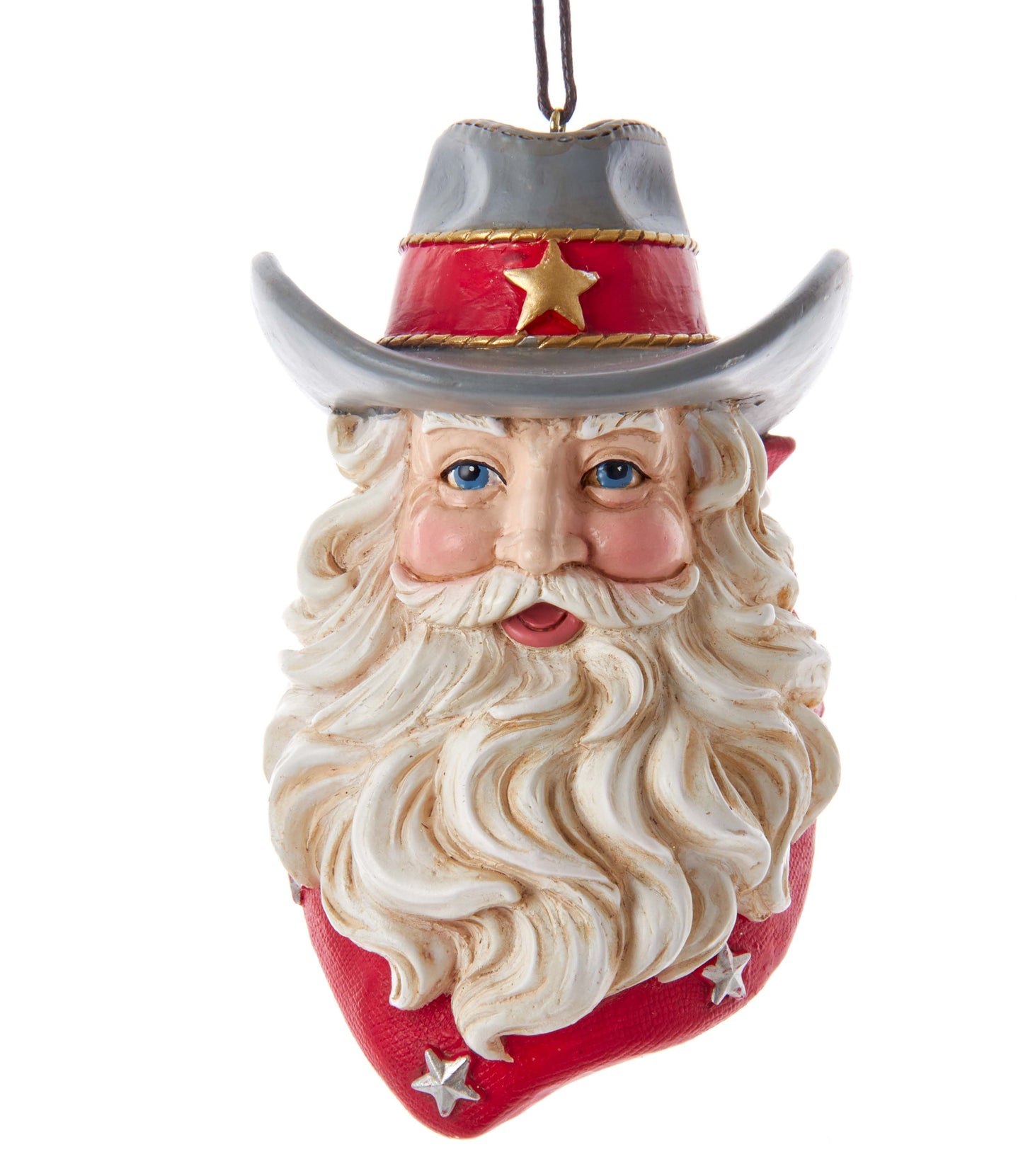 Cowboy Santa Head Ornament