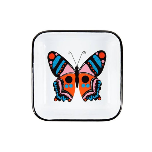Butterfly Enamelware Small Square Tray