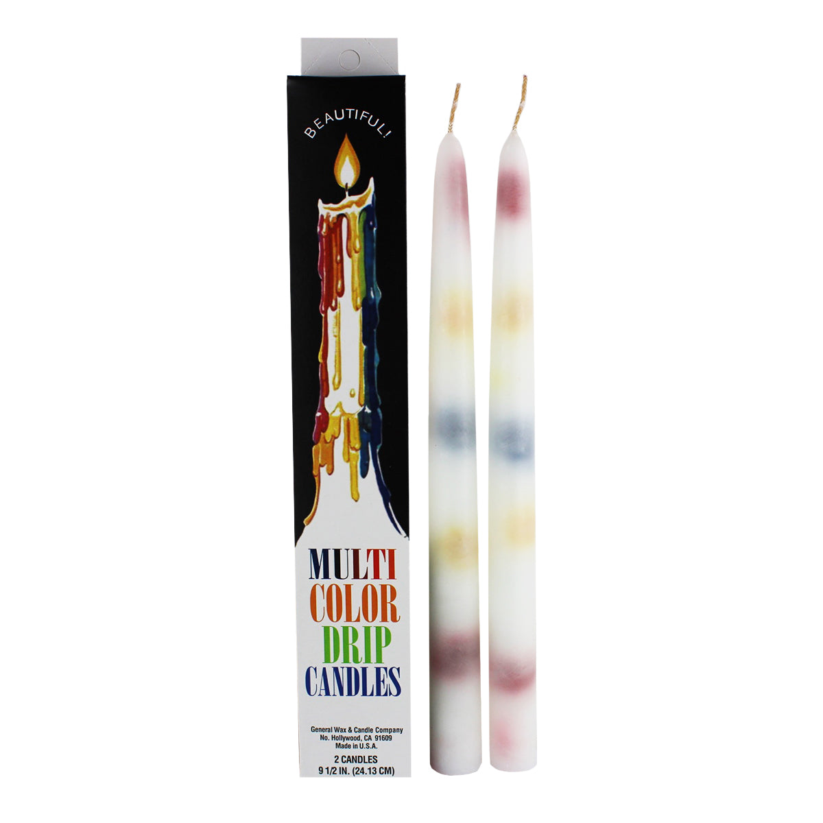 Multicolor Drip Taper Candles - Pack of 2