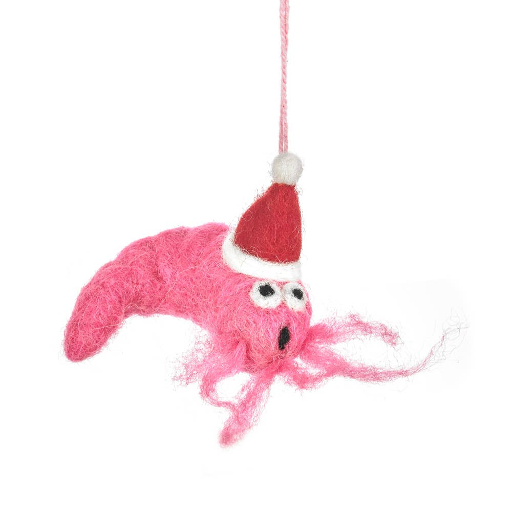 Festive Prawn Felt Ornament