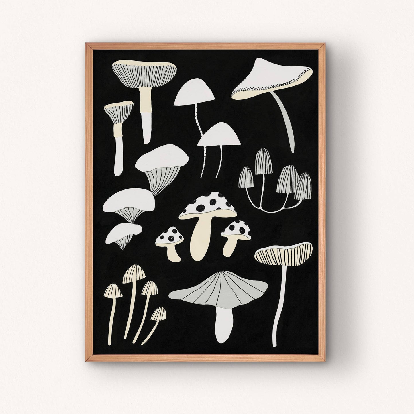 Black and White Mushroom Print