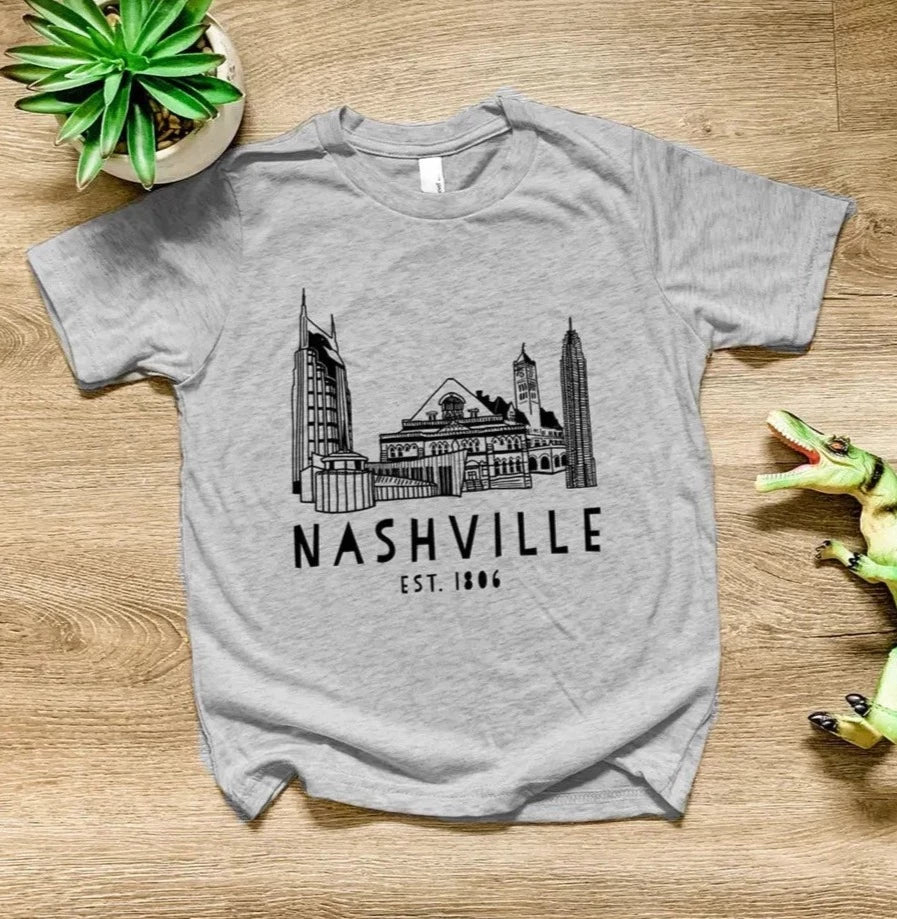 Gray Downtown Nashville Youth Shirt