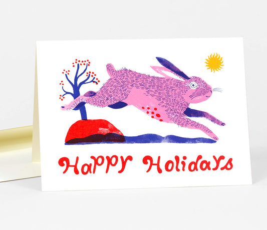 Happy Holidays Hare card