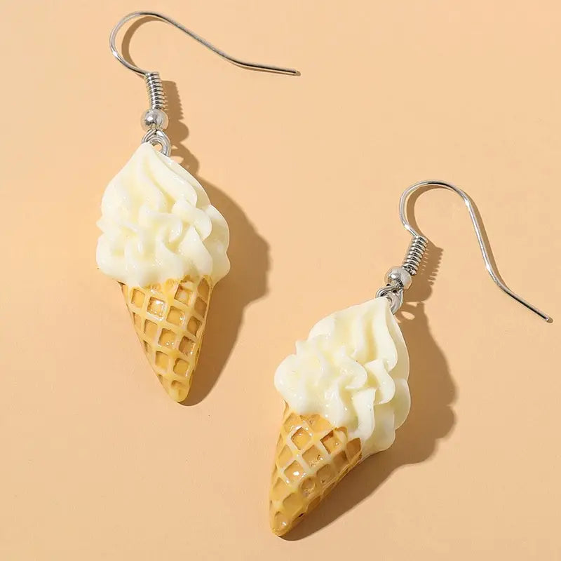 Vanilla Soft Serve Ice Cream Cone Earrings