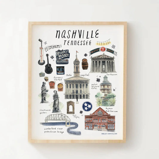 Nashville Notable Sights 8x10"